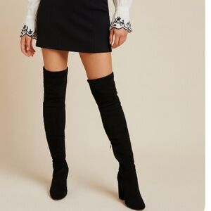 Farylrobin Sophia Over the Knee Vegan Suede High Heel Black Boots NWT SZ 6.5
